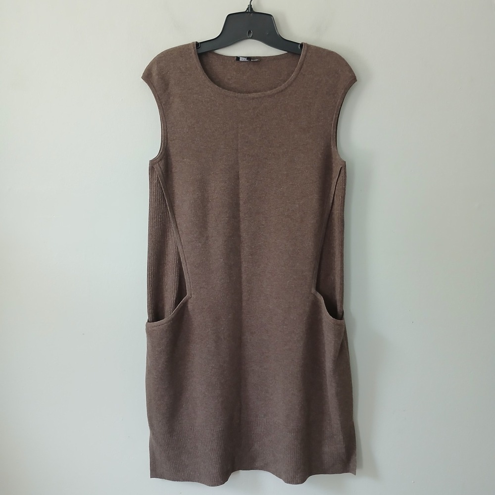 Lafayette 148 Women's Size Small Brown Shift Dress 100% Wool Knee Length Pockets